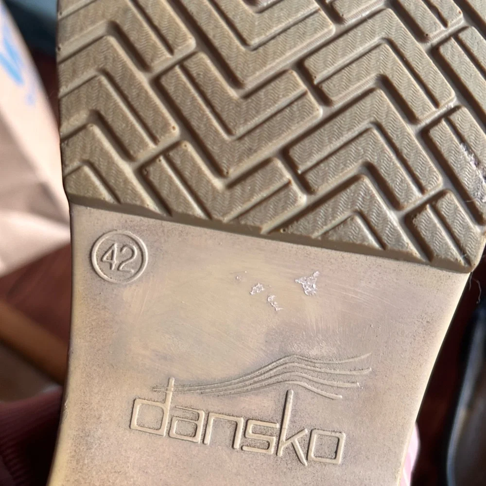 Dansko Black Perforated Clogs with Tan Sole - Picture 14 of 14